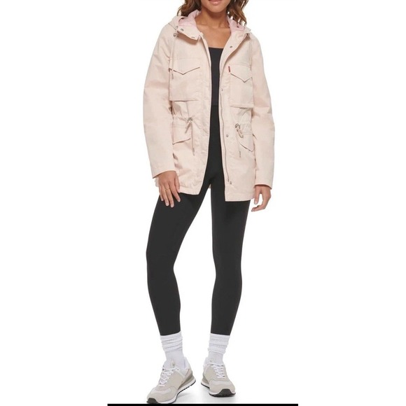 Levi's Women's 2XL Four Pocket Hooded Military Jacket Peach‎ Puree Pink NWT - Picture 3 of 16